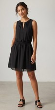 HM Black Chiffon Blouson Dress Sleeveless Keyhole Cutout Mini Cocktail Size 2