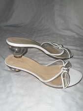 Kate Spade New York White Bow Heel Slides Bride with Clear Bubble Heel ITALY