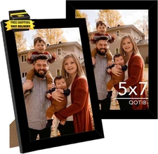 2 Packs 5X7 Picture Frame Black, Engineered Wood 5 X 7 Photo Frame, 5 by 7 Photo