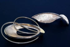 2pc MCM Vtg Textured Gold Tone Pin Lot Emmons Kramer