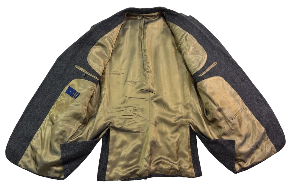 Ibiza 46R 100% Cachemira Blazer Chaqueta Traje Deportivo Abrigo Gris Carbón Espiga Foto 3 de 4