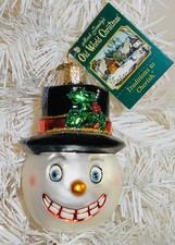 2003 VINTAGE SNOWMAN - OLD WORLD CHRISTMAS GLASS ORNAMENT - NEW W/TAG 24049