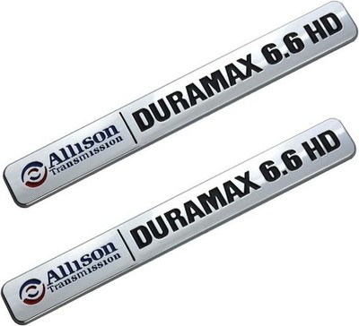 Transmission Duramax 6.6 HD Hood Emblem Pair Set for Silverado 2500HD (Chrome/Bl