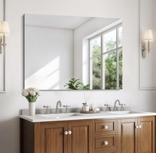 Frameless Bathroom Mirror 30"x40", Rectangular Wall Vanity Mirror, Shatterproof