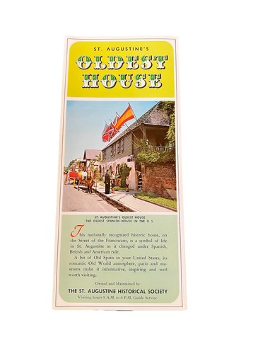 Vintage St Augustine Oldest House Attractions Tour Brochure Florida Travel