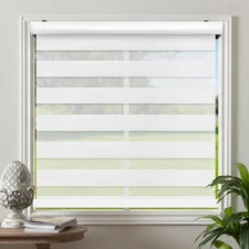 Zebra Cordless Window Blinds, Dual Layered Light Filtering Roller Shades, 52x72
