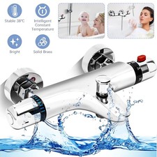 Thermostat Mischbatterie Badewanne Aufputz Chrom Wannenarmatur mit 38°C Taste