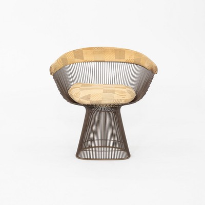 1970s Warren Platner for Knoll Dining Arm Chair in Bronze with Original Fabric