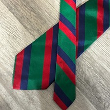 Jacobs Roberts Ltd Rep Stripe Necktie Red Green Navy Classic Mens Tie Vintage