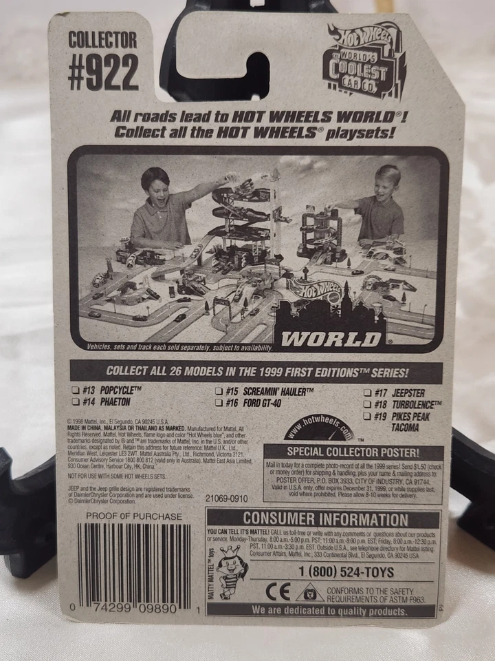 1999 Hot Wheels Jeepster #922 [Red] 1999 First Editions 17/26  - Image 3 of 4