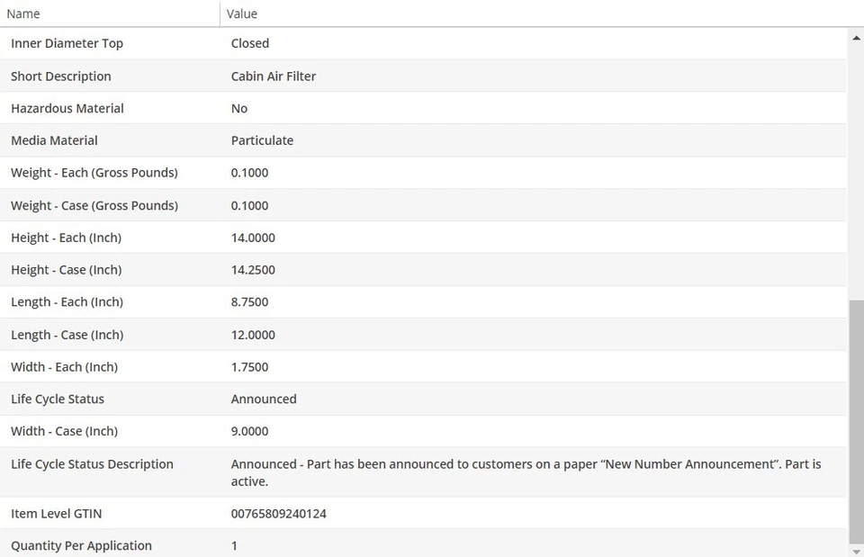 Filtro de aire de cabina WIX para Nissan Sentra 2013-2019 L4-1,8 L Foto 4 de 4