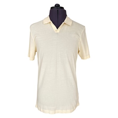 NN07 PAUL POLO Shirt Yellow Short Sleeve Collared Slim Fit Men's Large