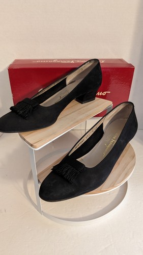 SALVATORE FERRAGAMO Boutique 'LAUDAMIA Black Nero Nabuck Calf 9 AAAA Pump Heals - Picture 6 of 20