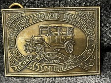 Vtg Henry Ford Model T Detroit Tiffany  Co. Bronze Belt Buckle Automobilia