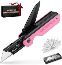 WORKPRO 2-in-1 Folding Knife/Utility KnifeQuick-Change Box Cutter w/Belt Clip