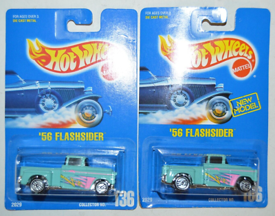 LOT OF 2 Hot Wheels Blue Card '56 Flashsider Chevy Truck #136 Teal