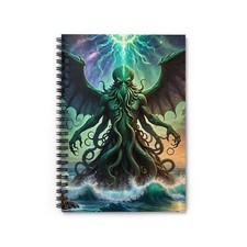 Cosmic Art Spiral Notebook   Cthulhu Design, Writing Journal, Gift for ... 