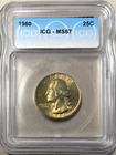 1960 Washington quarter  ICG MS67 Gold Tone Obverse and Reverse RARE