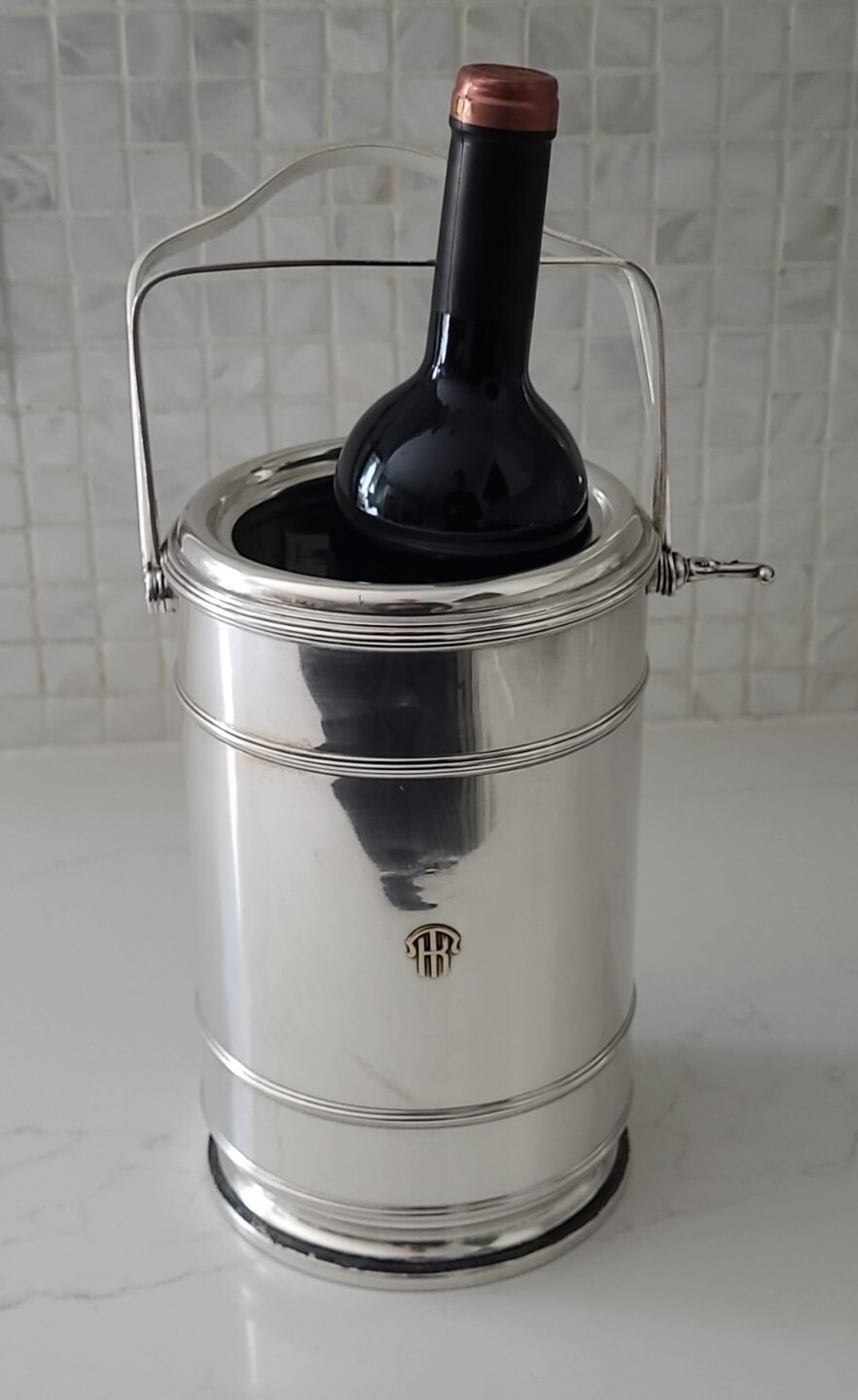 CARTIER STERLING SILVER WINE COOLER WITH GOLD APPLIED MONOGRAM eBay
