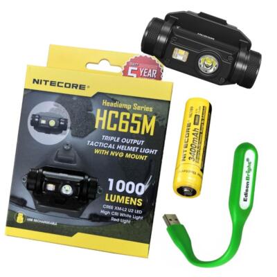 Nitecore HC65M 1000 Lumens CREE LED NVG helmet mountable headlamp