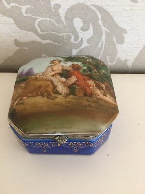 ** VINTAGE - F.BOUCHER ROKOKO ** ROMANTISCHE SCHMUCKSCHATULLE 4 ZOLL mal 4 ZOLL mal