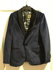 Opposuits Boys Velvet Holiday Blazer Size 8y Deep Navy Blue Slim Fit EUC