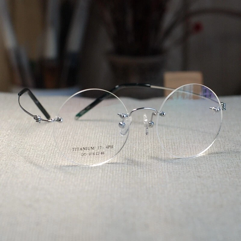 Новый без оправы очки титана круглый Steve Jobs очки мужские серебряные очки - Изображение 3 из 4