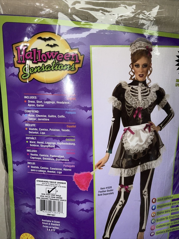 Skellie Maid Skeleton French Maid  Adult Halloween Cosplay Costume - NEW!  - Image 3 of 4