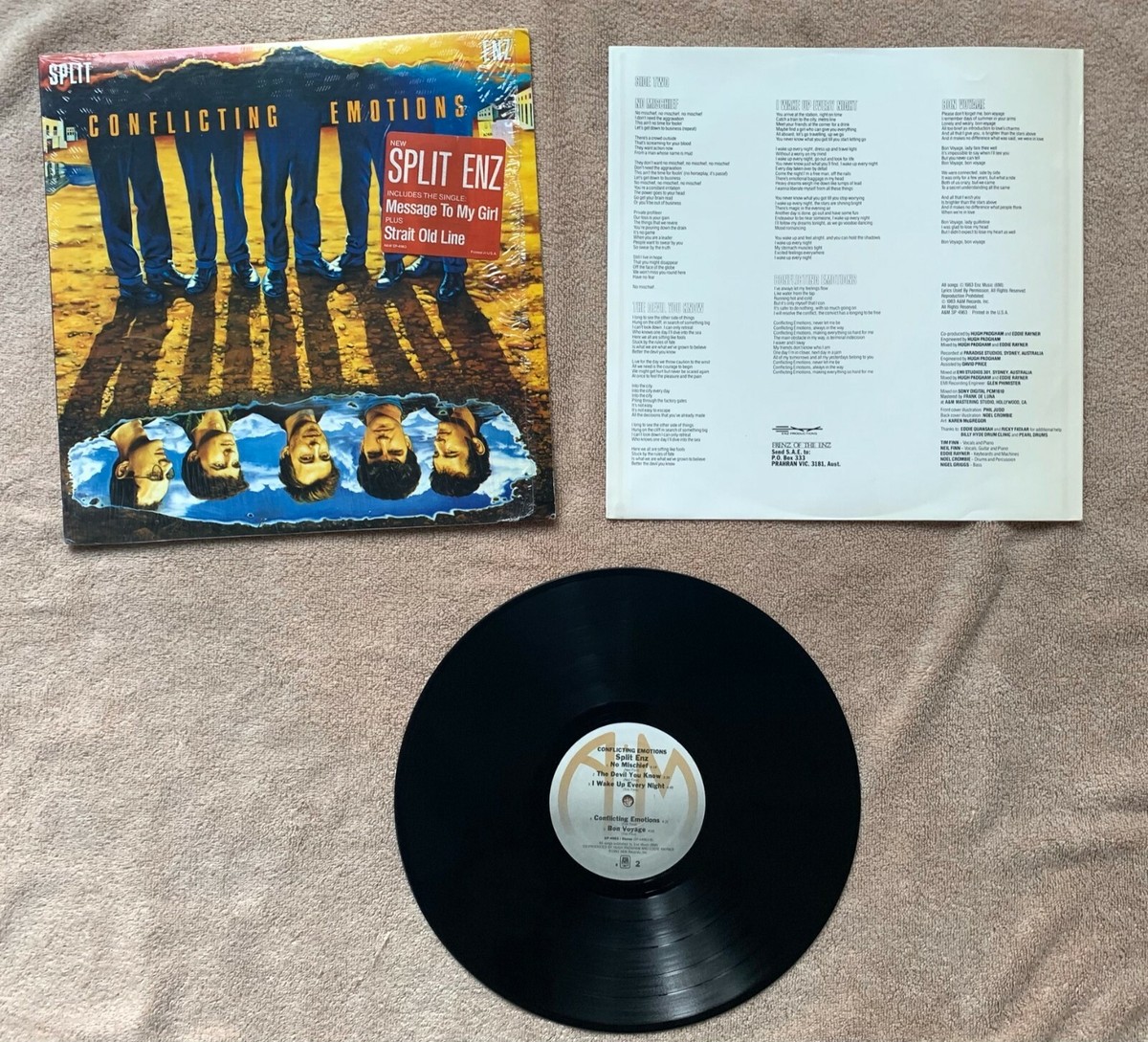 SPLIT ENZ CONFLICTING EMOTIONS Vinyl LP RECORD 1984 Album A&M SP