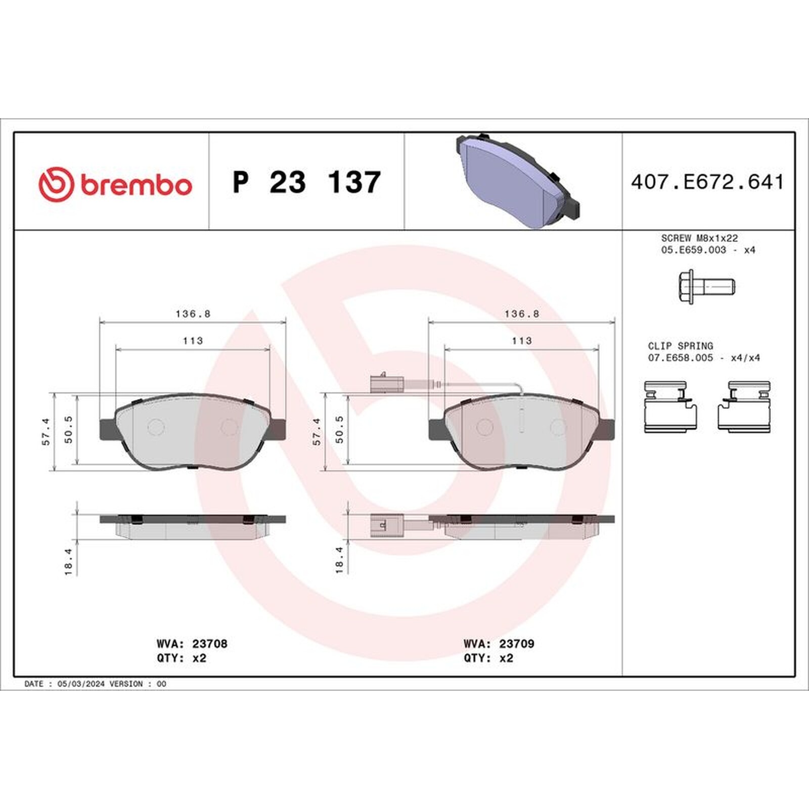 Brembo Xtra Brake Pad Set P23137X Front Axle - High Quality - Free Shipping