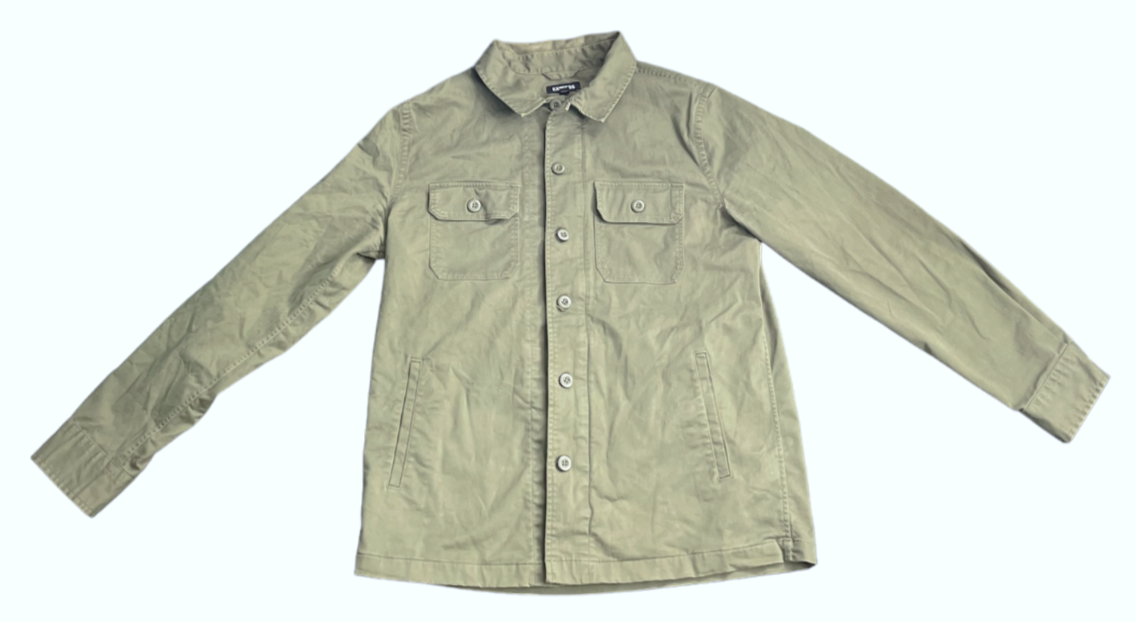 Express Women's Beige Button Down Shirt Jacket W/Pockets Size S eBay