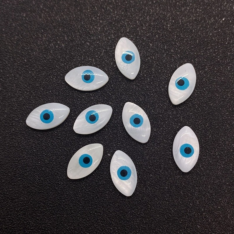 20pcs Unique Natural Freshwater Shell Beads Evil Eye Loose Beads Craft 14x8mm - Image 3 of 3
