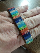 Imperial Jasper 7 Chakra Gemstone Boho Leather Handmade Healing Women Bracelet