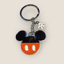 Disney Mickey Mouse Metal Keychain Keyring With Hand Glove Charm