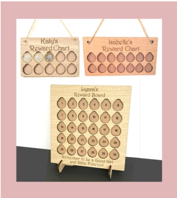 THE PERSONALISED GIFT SPECIALISTS PERSONALISED CHILDENS CHILDS REWARD CHART BOARD £1 COIN POCKET MONEY SAVING KIDS