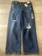 Levi's Ultra High Rise Ribcage Straight Leg Jeans Destructed Size 28 x 27