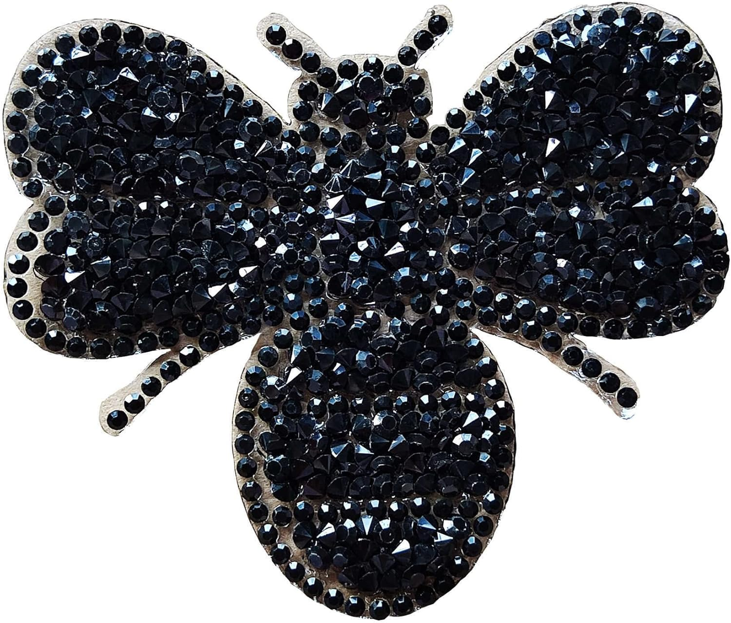 Cute Black Crystal Bee Pearl Bling Iron-On Sequin Patch