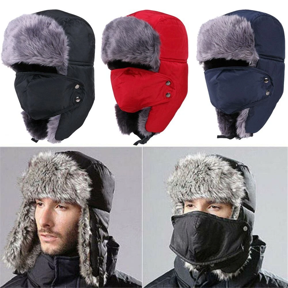 Windproof Earflap Thick Warm Cap Bomber Hats Showerproof Fur Trapper Hat