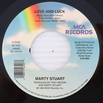 Marty Stuart   Love And Luck/Oh What A Silent Night 45 rpm 7'' Record MCAS7 54840