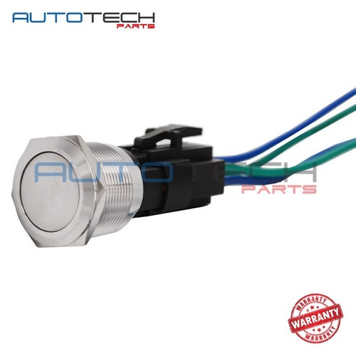 OFF/[M]ON 22MM P/BUTTON SWITCH 12/24V 18A S/S PRE-WIRED - Picture 1 of 1