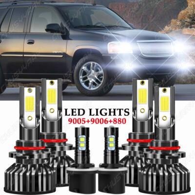 For GMC Envoy 2002-2009 LED 9005 9006 880 Headlight Fog Lights Combo White Bulbs