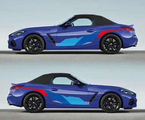Tricolor Graphics Car Sticker Vinyl Decals For BMW Z4 2Sides Skirt Racing Stripe - Picture 5 of 9
