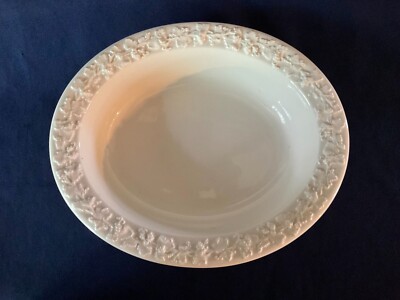 WEDGWOOD Smooth Cream on Cream Queensware Embossed Grapes Oval Vegetable Bowl 10