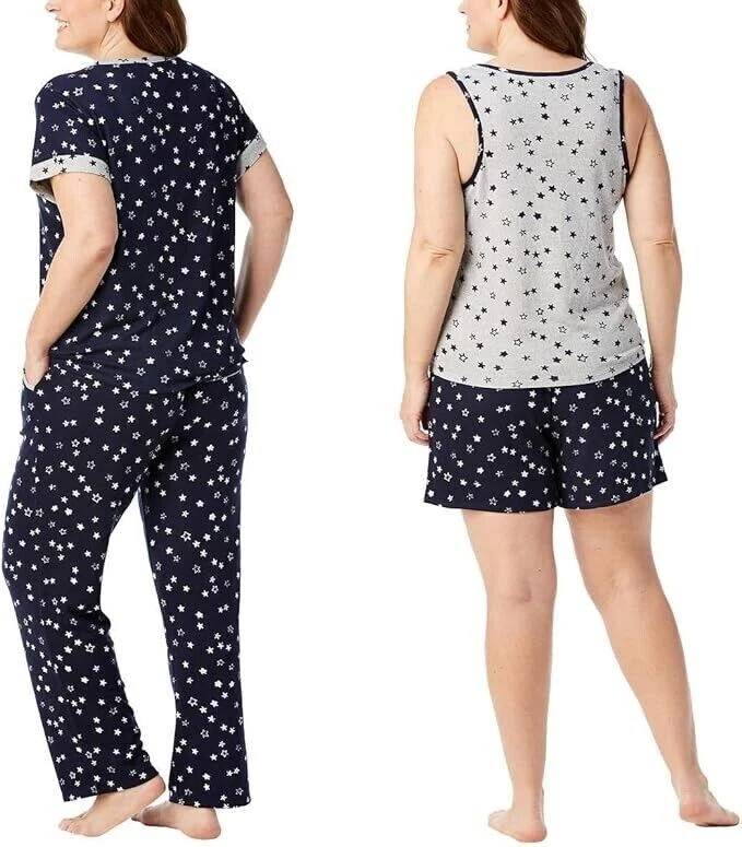 NWT Lucky Brand Women's 4 Piece Drawstring Pajama Set Blue Size 2XL $85 EE396 - Image 2 of 3