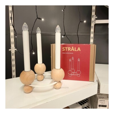 ikea STRÅLA LED 3-Armed Candelabra Beech Battery Operated 11