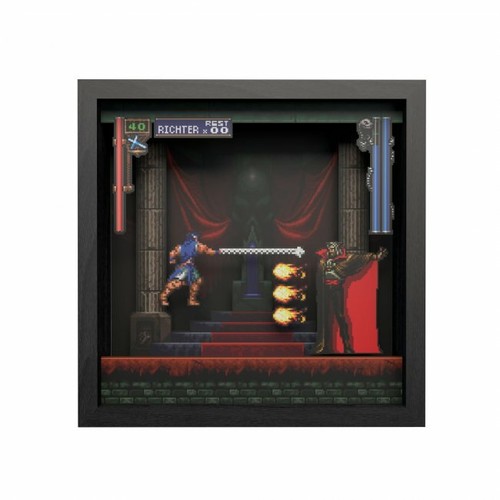 Pixel Frames Castlevania SotN Intro Dracula 9x9 Shadow Box Art Official Licensed - 第 1/8 張圖片