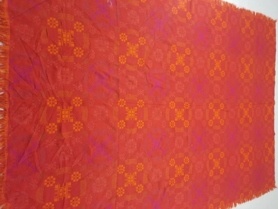 Vintage Welsh Wool Tapestry Blanket Reversible 95x66 inches  - Image 4 of 4