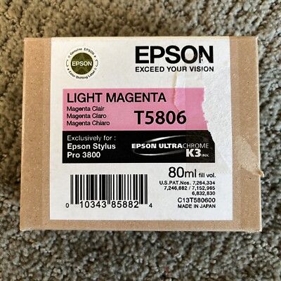 Epson Pro 3800 Genuine Light Magenta Ink T5806 80ml Sealed 04-2014