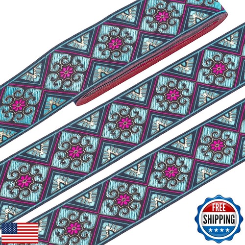 PH PandaHall 2 Inch Embroidered Woven Ribbon, 7 Yards Vintage Jacquard Ribbon