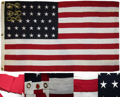 2X3 HEAVY COTTON LINEAR 34 STAR AMERICAN FLAG Embroidered & Sewn HISTORICAL USA
